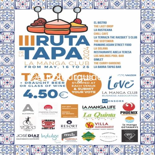 La Manga Tapas Route 2024 EuroTourGuide Coach Tours La Manga Tapas Route 2024 EuroTourGuide Coach Tours